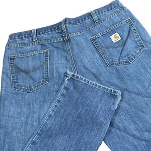 Vintage Carhartt Blue Straight Fit Jeans Men's 42x32 Retro Grunge Baggy